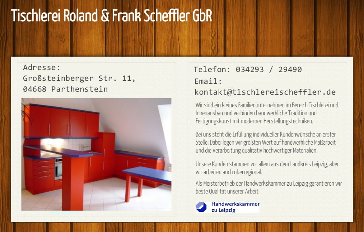 Tischlerei Scheffler | Parthenstein bei Leipzig - Ihr Tischlereifachbetrieb zwischen Leipzig und Grimma fr Mbel Tren Fenster Treppen Restauration Mbelbau Tischler Ladenbau Carport Schrank Rolladen Holzfenster Kunststofffenster Holzgegenstnde Holzrestauration Mbelrestauration